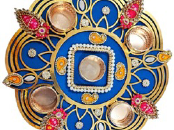 Wooden MDF Circular Decorated Candle Rangoli