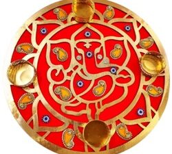Wooden MDF Lord Ganesh Decorated Candle Rangoli