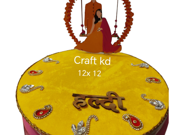 Haldi Dish/Plate – Decorated with Art & Craft, Textured Design for Haldi Ceremony – Specially Crafted for Weddings