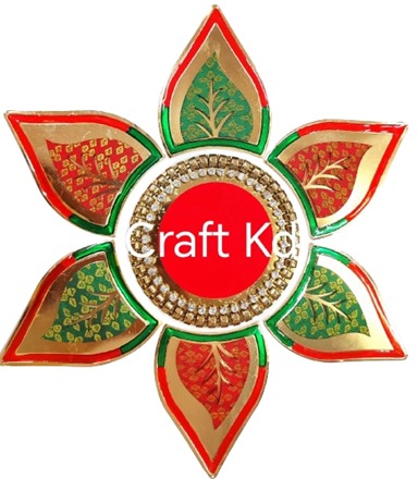 Metal Diamond Work and Meena Kari Rangoli (12x12 inch )