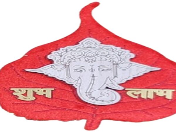 5” x 3” High-Quality Velvet and MDF Wooden Ganpati with White Color