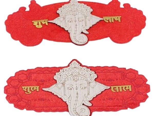 6” x 3” High-Quality Velvet and MDF Wooden Ganpati Design Decorative Piece