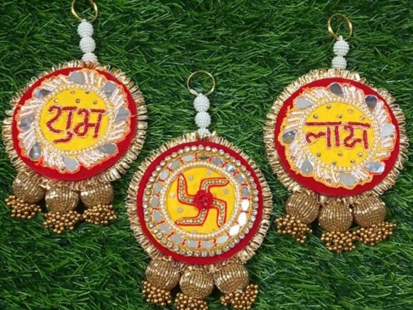 8” X 4” Decorative Door Hanging with ShubhLabh and Swastik Symbol