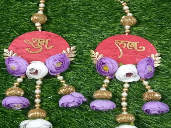 4” X 13” Decorative Door Hanging with White & Purple Rose