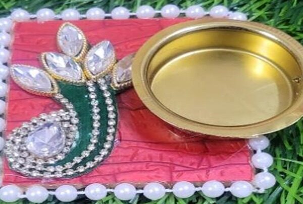 3” Handwork Candle Holder with Ganpati design