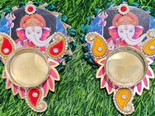 5” Ganpati Pair Handwork Candle Holder