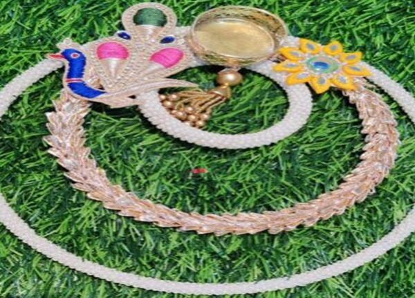 8” Hand work Moti & Stone Ring design Candle Holder